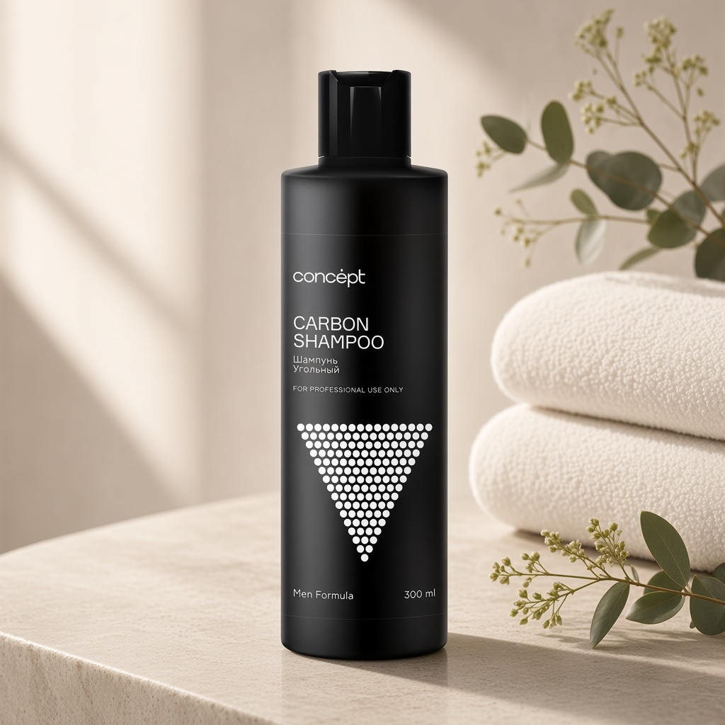 Шампунь угольный для волос carbon shampoo 300 мл concept Шампунь угольный для волос Carbon Shampoo 300 мл CONCEPT — изображение 1