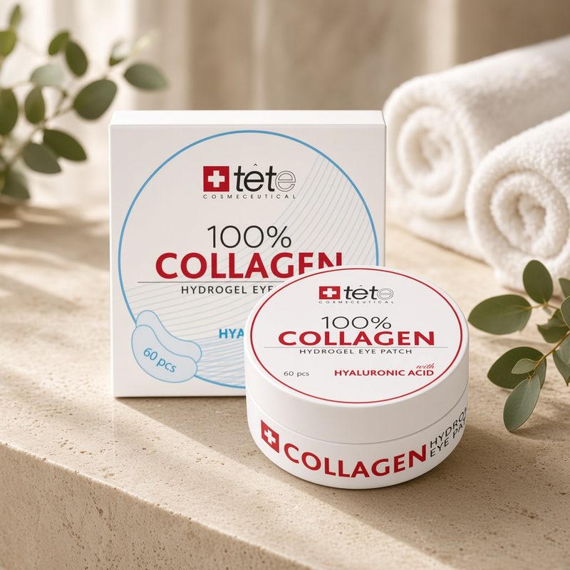 100% collagen hydrogel eye patch Гиалуроновые патчи для глаз 60 шт tete 100% Collagen Hydrogel Eye Patch Гиалуроновые патчи для глаз 60 шт TETE — изображение 1