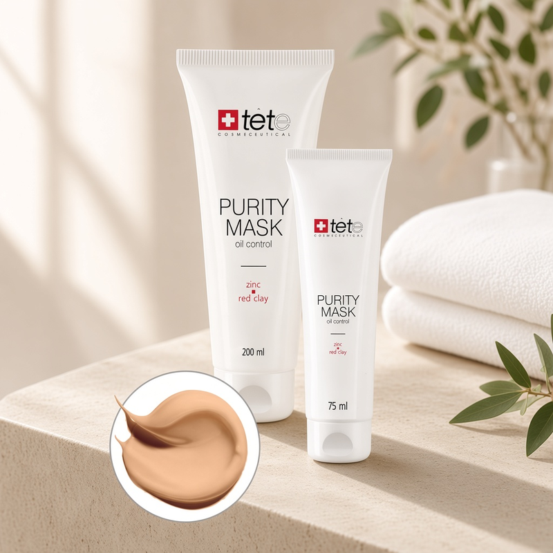 Себорегулирующая очищающая маска с цинком и красной глиной purity mask oil control zinc and red clay 75 мл tete Себорегулирующая очищающая маска с цинком и красной глиной Purity Mask Oil Control Zinc and Red Clay 75 мл TETE — изображение 1