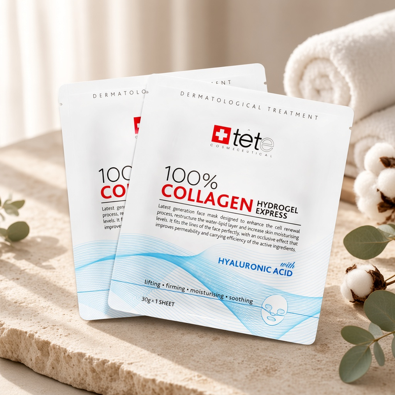 100% collagen hydrogel mask Гидроколлагеновая маска Экспресс уход 1 шт tete 100% Collagen Hydrogel Mask Гидроколлагеновая маска Экспресс-уход 1 шт TETE — изображение 1