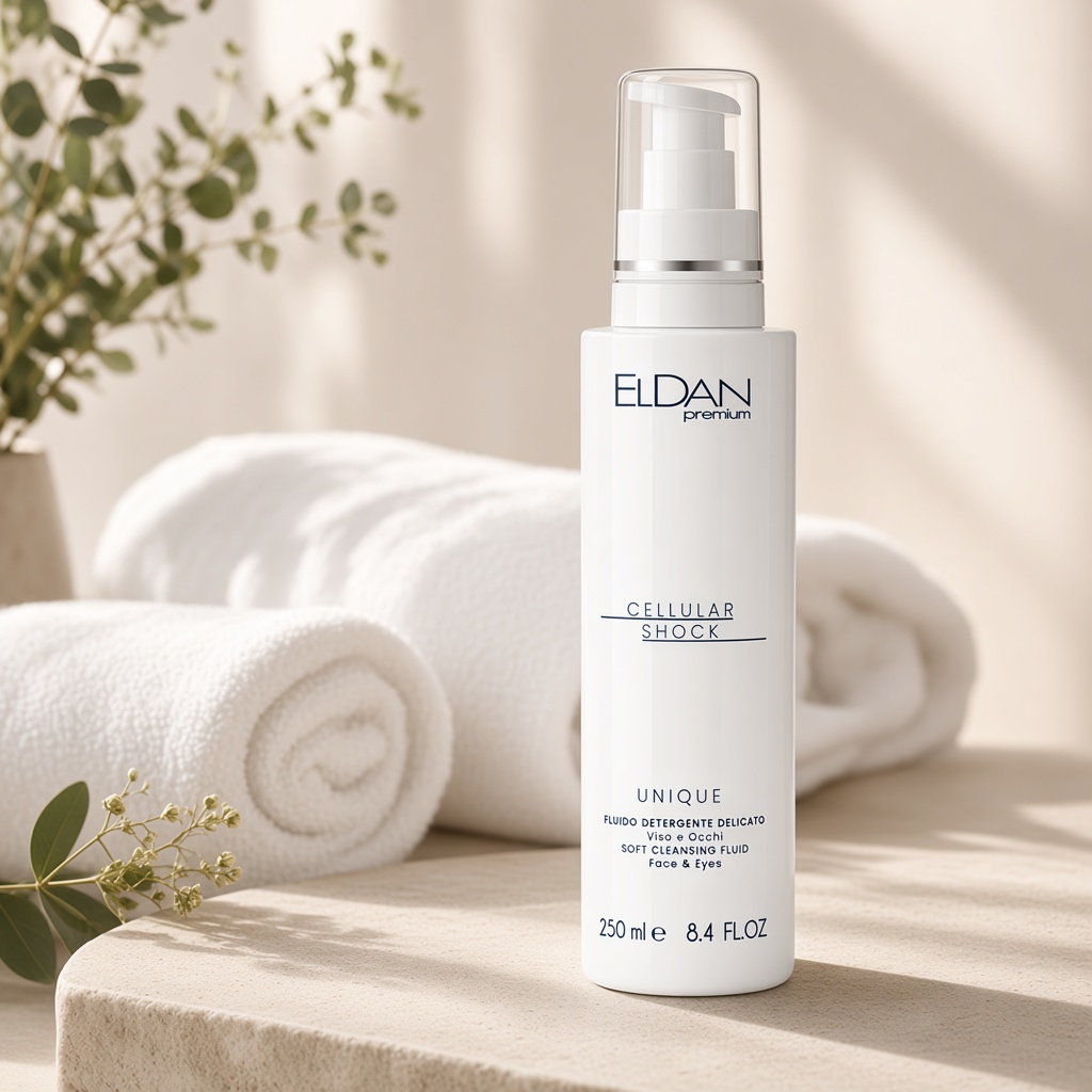 premium cellular shock unique soft cleansing fluid face & eyes Деликатное средство для демакияжа лица 250 мл eldan Premium Cellular Shock Unique Soft Cleansing Fluid Face & Eyes Деликатное средство для демакияжа лица 250 мл ELDAN — изображение 1