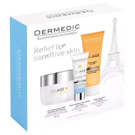 Oilage Набор Дневной крем 50 мл Крем для глаз 7 мл Очищающее масло 25 мл DERMEDIC