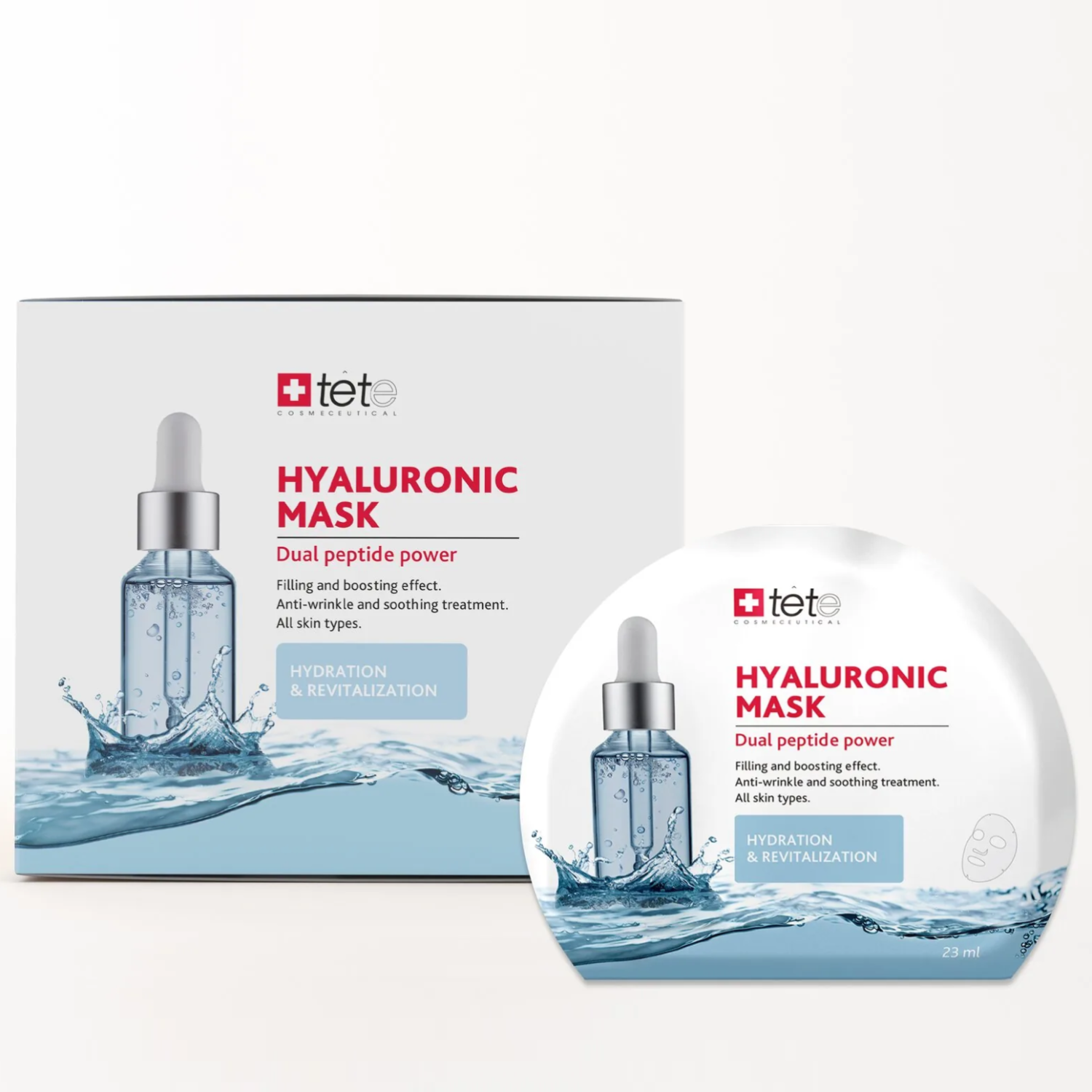 тт4425 BOX Hyaluronic Mask "Hydration & Revitalization" Маска тканевая 6 шт TETE — изображение 1
