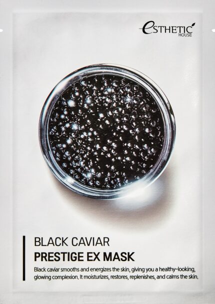esh012241, НАБОР Тканевая маска для лица ЧЕРНАЯ ИКРА Black Caviar Prestige EX Mask, 25 мл* 5шт, ESTHETIC HOUSE