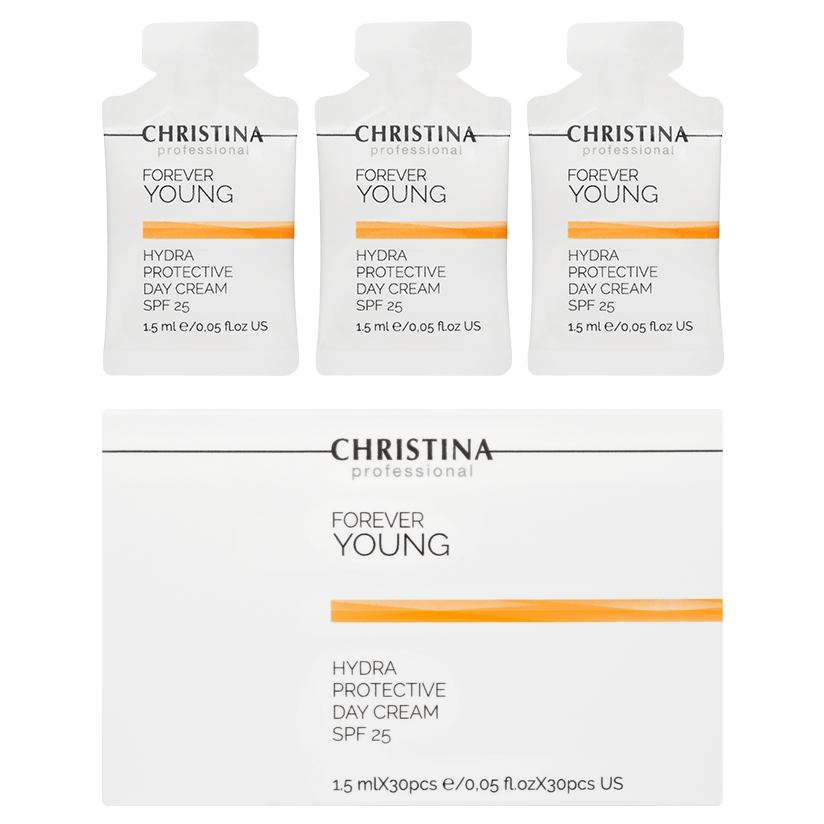 2c251195c1f4edff11a1327d3eb3585d.png Christina Forever Young Hydra Protective Day Cream SPF 25 Дневной гидрозащитный крем 1.5 мл х 30 шт