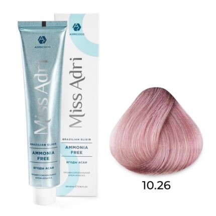 Крем-краска для волос ADRICOCO Miss Adri Brazilian Elixir Ammonia free оттенок 10.26 платиновый блонд розовый 100 мл