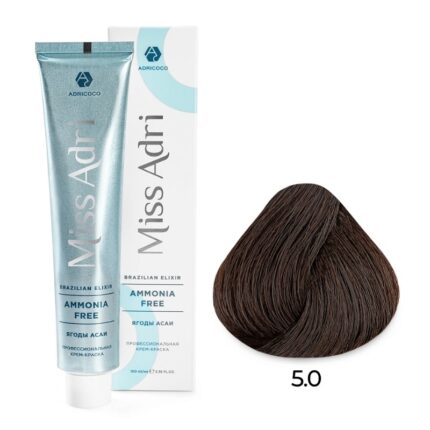 Крем-краска для волос ADRICOCO Miss Adri Brazilian Elixir Ammonia free оттенок 5.0 светлый коричневый 100 мл