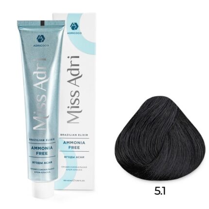 Крем-краска для волос ADRICOCO Miss Adri Brazilian Elixir Ammonia free оттенок 5.1 светлый коричневый пепельный 100 мл