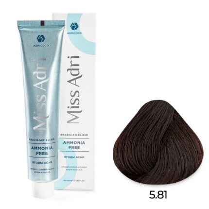 Крем-краска для волос ADRICOCO Miss Adri Brazilian Elixir Ammonia free оттенок 5.81 светлый коричневый шоколадный пепельный 100 мл