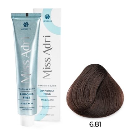 Крем-краска для волос ADRICOCO Miss Adri Brazilian Elixir Ammonia free оттенок 6.81 темный блонд капучино пепельный 100 мл