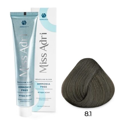 Крем-краска для волос ADRICOCO Miss Adri Brazilian Elixir Ammonia free оттенок 8.1 светлый блонд пепельный 100 мл