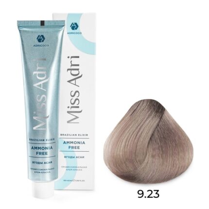 Крем-краска для волос ADRICOCO Miss Adri Brazilian Elixir Ammonia free оттенок 9.23 очень светлый блонд перламутр. золотистый 100мл