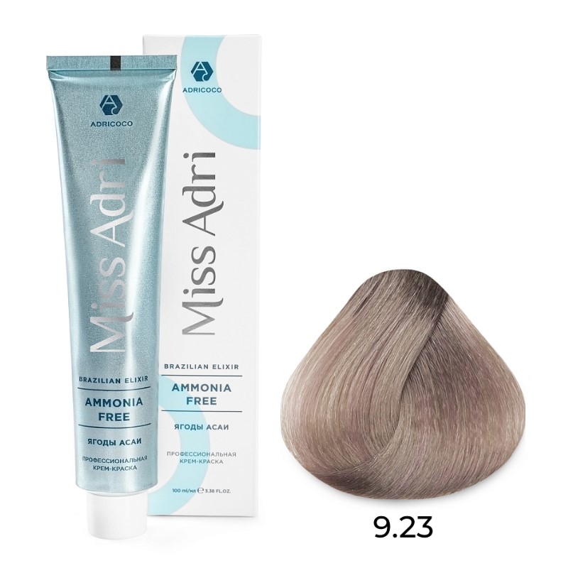 adr1001518-800x800-1.jpg Крем-краска для волос ADRICOCO Miss Adri Brazilian Elixir Ammonia free оттенок 9.23 очень светлый блонд перламутр. золотистый 100мл