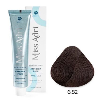 Крем-краска для волос ADRICOCO Miss Adri Brazilian Elixir Ammonia free оттенок 6.82 темный блонд коричневый фиолетовый 100 мл
