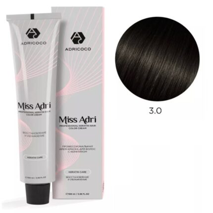 Крем-краска для волос ADRICOCO Miss Adri оттенок 3.0 Темный коричневый 100 мл