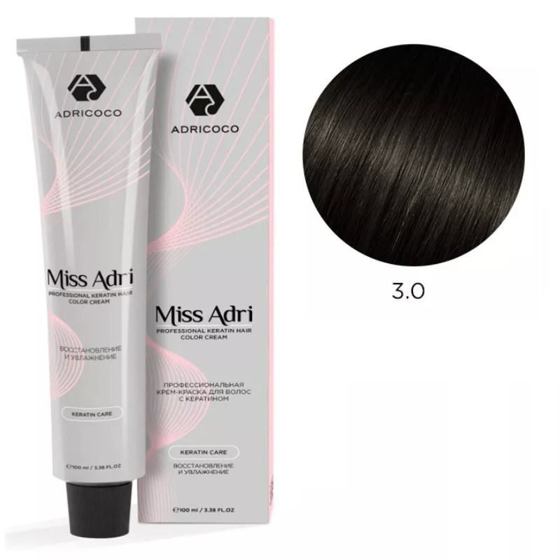 adr183643-800x800-1.jpg Крем-краска для волос ADRICOCO Miss Adri оттенок 3.0 Темный коричневый 100 мл