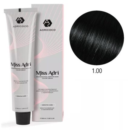 Крем-краска для волос ADRICOCO Miss Adri оттенок 1.00 Интенсивный черный 100 мл