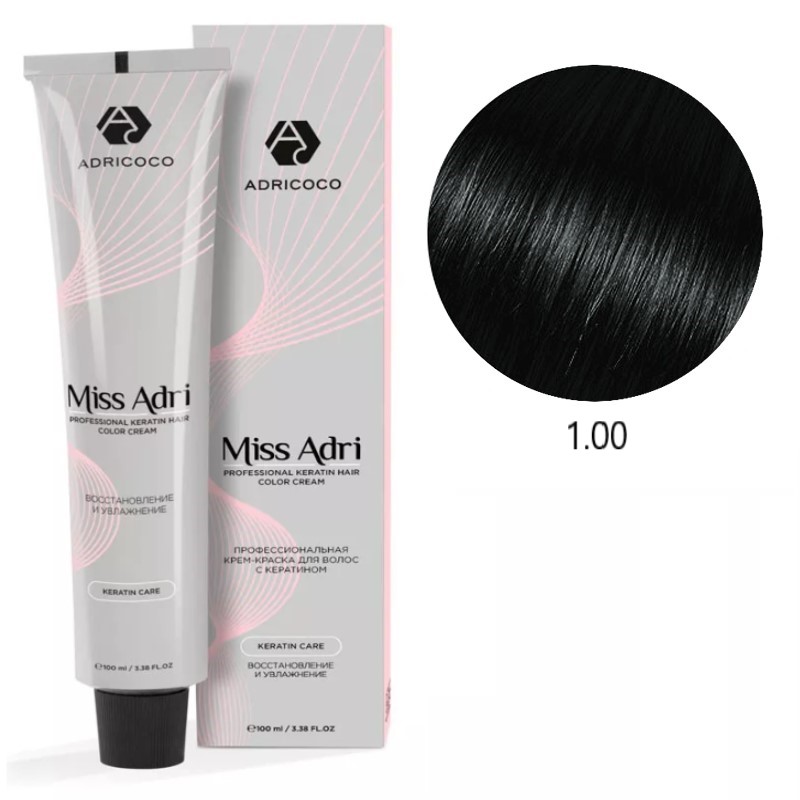 adr183728-800x800-1.jpg Крем-краска для волос ADRICOCO Miss Adri оттенок 1.00 Интенсивный черный 100 мл