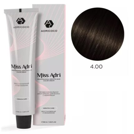 Крем-краска для волос ADRICOCO Miss Adri оттенок 4.00 Коричневый интенсивный 100 мл