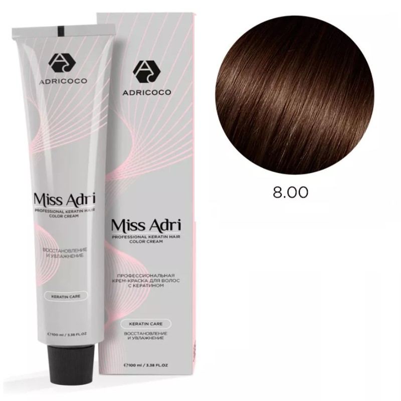adr183759-800x800-1.jpg Крем-краска для волос ADRICOCO Miss Adri оттенок 8.00 Светлый блонд интенсивный 100 мл