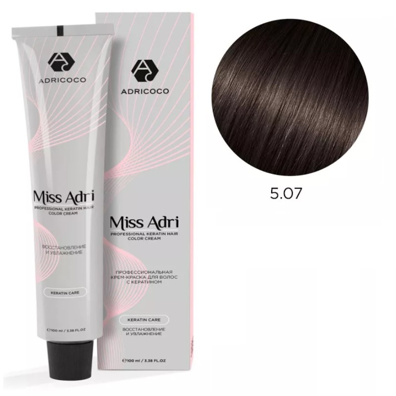 adr183773-800x800-1.jpg Крем-краска для волос ADRICOCO Miss Adri оттенок 5.07 Светлый коричневый холодный 100 мл