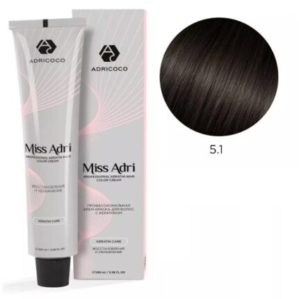Крем-краска для волос ADRICOCO Miss Adri оттенок 5.1 Светлый коричневый пепельный 100 мл
