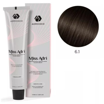 Крем-краска для волос ADRICOCO Miss Adri оттенок 6.1 Темный блонд пепельный 100 мл