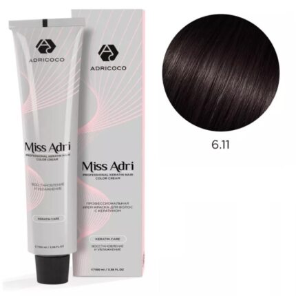 Крем-краска для волос ADRICOCO Miss Adri оттенок 6.11 Темный блонд интенсивный пепельный 100 мл