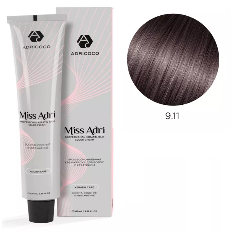 adr183889-800x800-1.jpg Крем-краска для волос ADRICOCO Miss Adri оттенок 9.11 Очень светлый блонд интенсивный пепельный 100 мл