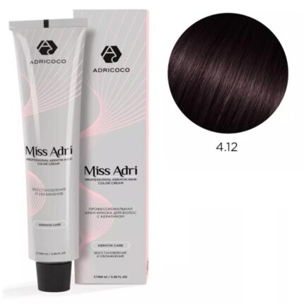 Крем-краска для волос ADRICOCO Miss Adri оттенок 4.12 Коричневый пепельный перламутровый 100 мл