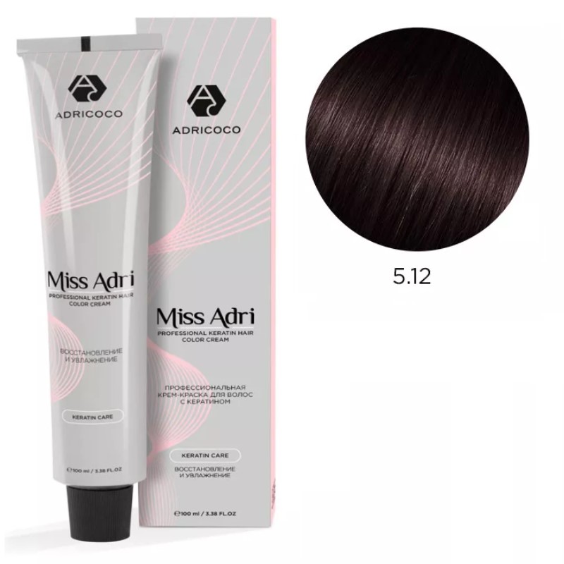 adr183957-800x800-1.jpg Крем-краска для волос ADRICOCO Miss Adri оттенок 5.12 Светлый коричневый пепельный перламутровый 100 мл