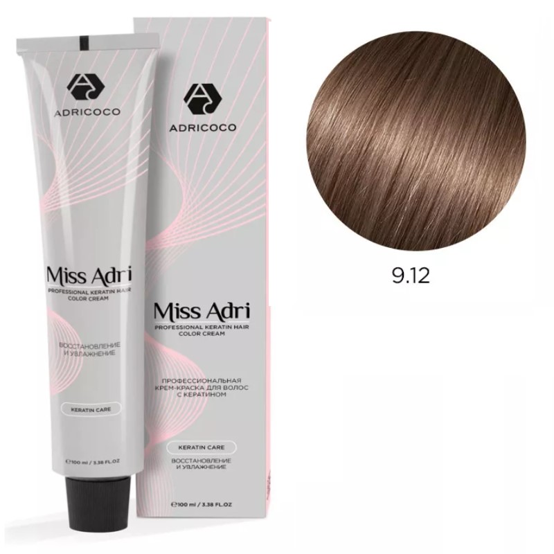adr183988-800x800-1.jpg Крем-краска для волос ADRICOCO Miss Adri оттенок 9.12 Очень светлый блонд пепельный перламутровый 100 мл