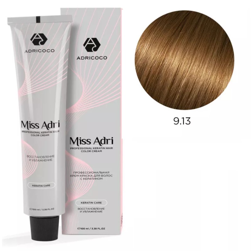 adr184015-800x800-1.jpg Крем-краска для волос ADRICOCO Miss Adri оттенок 9.13 Очень светлый блонд бежевый 100 мл