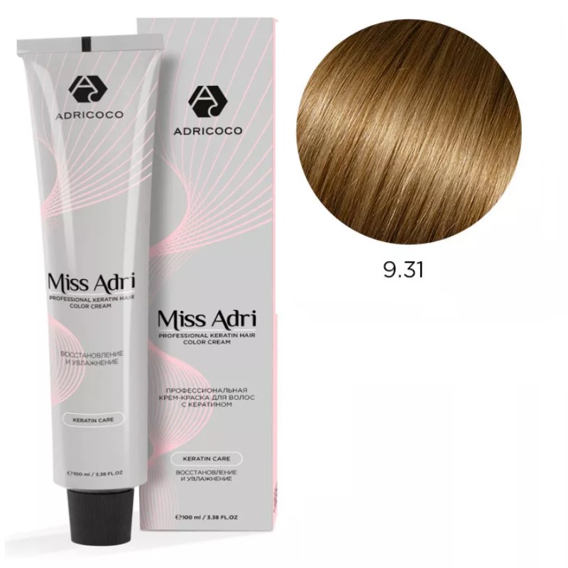 adr184060-800x800-1.jpg Крем-краска для волос ADRICOCO Miss Adri оттенок 9.31 Очень светлый блонд золотистый бежевый 100 мл
