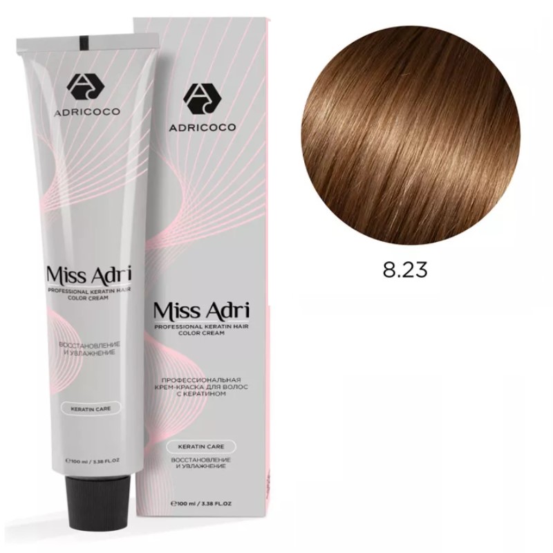 adr184145-800x800-1.jpg Крем-краска для волос ADRICOCO Miss Adri оттенок 8.23 Светлый блонд перламутровый золотистый 100 мл