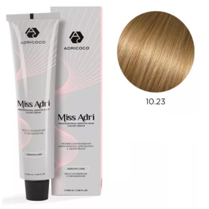Крем-краска для волос ADRICOCO Miss Adri оттенок 10.23 Платиновый блонд перламутровый золотистый 100 мл
