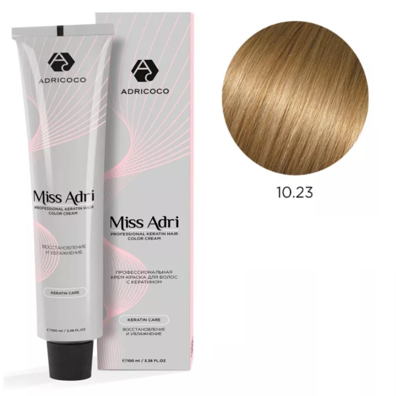 adr184169-800x800-1.jpg Крем-краска для волос ADRICOCO Miss Adri оттенок 10.23 Платиновый блонд перламутровый золотистый 100 мл
