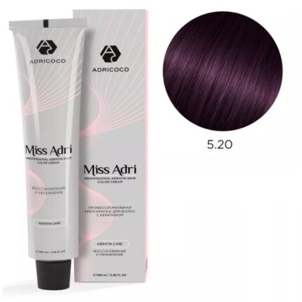 Крем-краска для волос ADRICOCO Miss Adri оттенок 5.20 Светлый коричневый фиолетовый 100 мл
