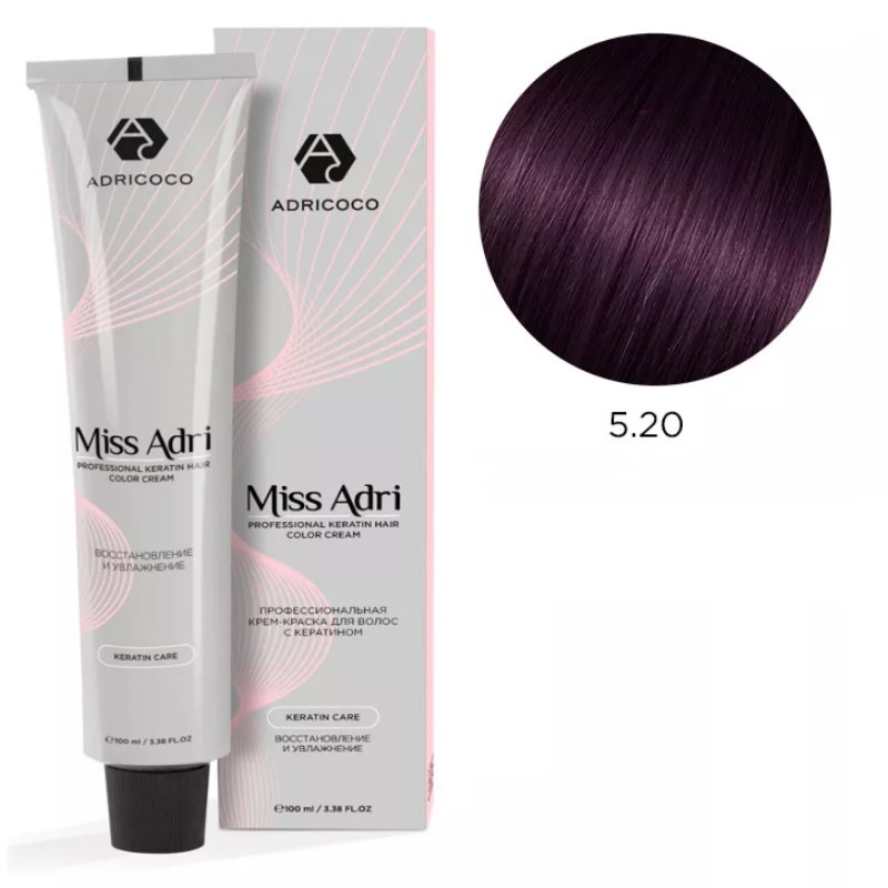 adr184220-800x800-1.jpg Крем-краска для волос ADRICOCO Miss Adri оттенок 5.20 Светлый коричневый фиолетовый 100 мл