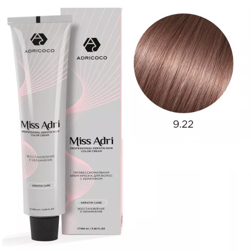 adr184244-800x800-1.jpg Крем-краска для волос ADRICOCO Miss Adri оттенок 9.22 Очень светлый блонд интенсивный фиолетовый 100 мл