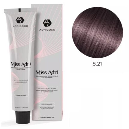 Крем-краска для волос ADRICOCO Miss Adri оттенок 8.21 Светлый блонд фиолетовый пепельный 100 мл