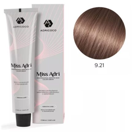 Крем-краска для волос ADRICOCO Miss Adri оттенок 9.21 Очень светлый блонд фиолетовый пепельный 100 мл