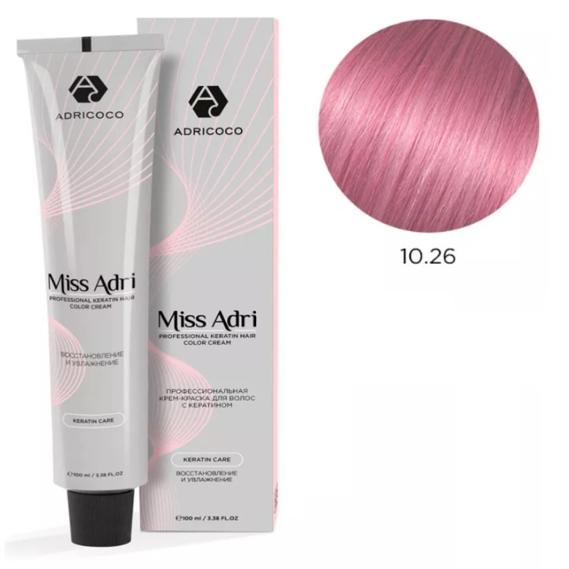 adr184299-800x800-1.jpg Крем-краска для волос ADRICOCO Miss Adri оттенок 10.26 Платиновый блонд розовый 100 мл