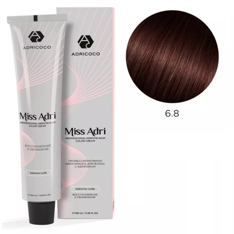 adr184336-800x800-1.jpg Крем-краска для волос ADRICOCO Miss Adri оттенок 6.8 Темный блонд капучино 100 мл