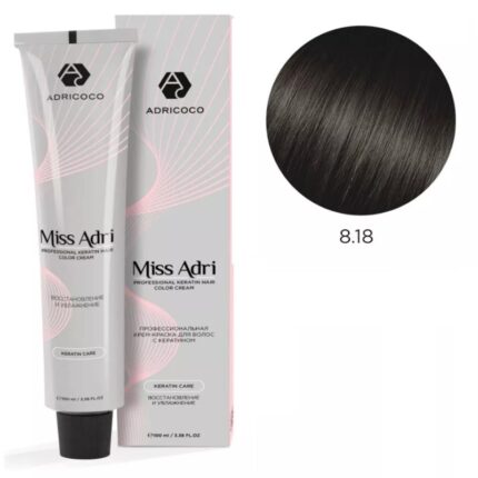 Крем-краска для волос ADRICOCO Miss Adri оттенок 8.18 Светлый блонд пепельный коричневый 100 мл