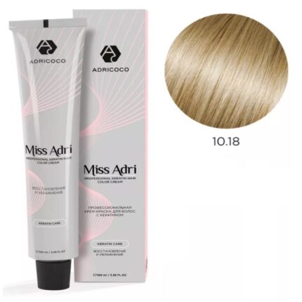 Крем-краска для волос ADRICOCO Miss Adri оттенок 10.18 Платиновый пепельный коричневый блонд 100 мл
