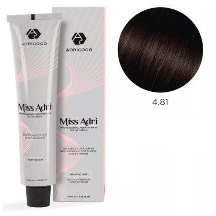 Крем-краска для волос ADRICOCO Miss Adri оттенок 4.81 Коричневый какао пепельный 100 мл