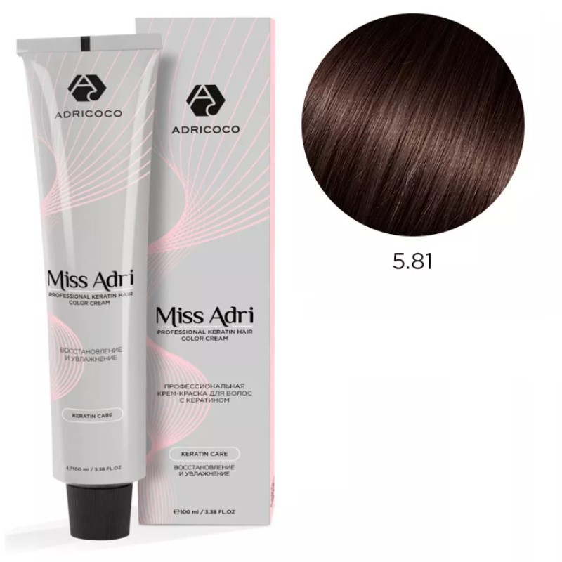 adr184411-800x800-1.jpg Крем-краска для волос ADRICOCO Miss Adri оттенок 5.81 Светлый коричневый шоколадный пепельный 100 мл