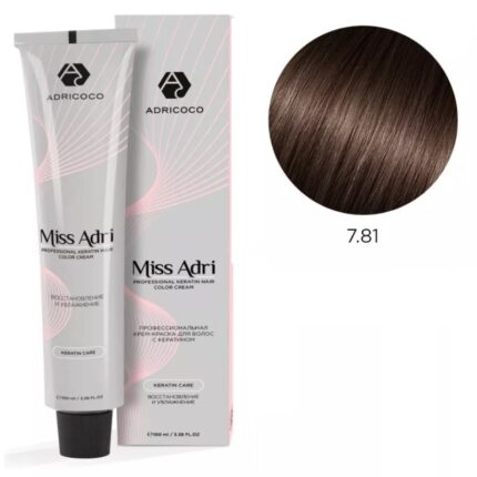 Крем-краска для волос ADRICOCO Miss Adri оттенок 7.81 Блонд карамельный пепельный 100 мл