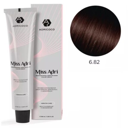 Крем-краска для волос ADRICOCO Miss Adri оттенок 6.82 Темный блонд коричневый фиолетовый 100 мл